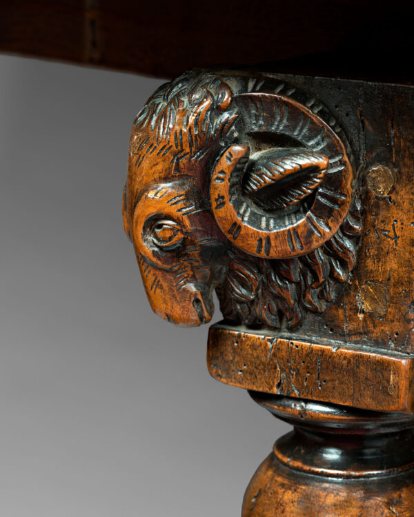 RARE CALLED “ITALIAN” TABLE FROM THE SECOND FRENCH RENAISSANCE WITH ITS RAM’S HEADS